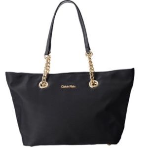 Calvin Klein Nylon Gold Chain Tote Bag